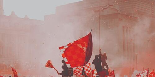 photograph of football crowd